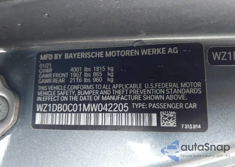 2021 Toyota Gr Supra 3.0 Premium z USA, uszkodzony, nr VIN WZ1DB0C01MW042205